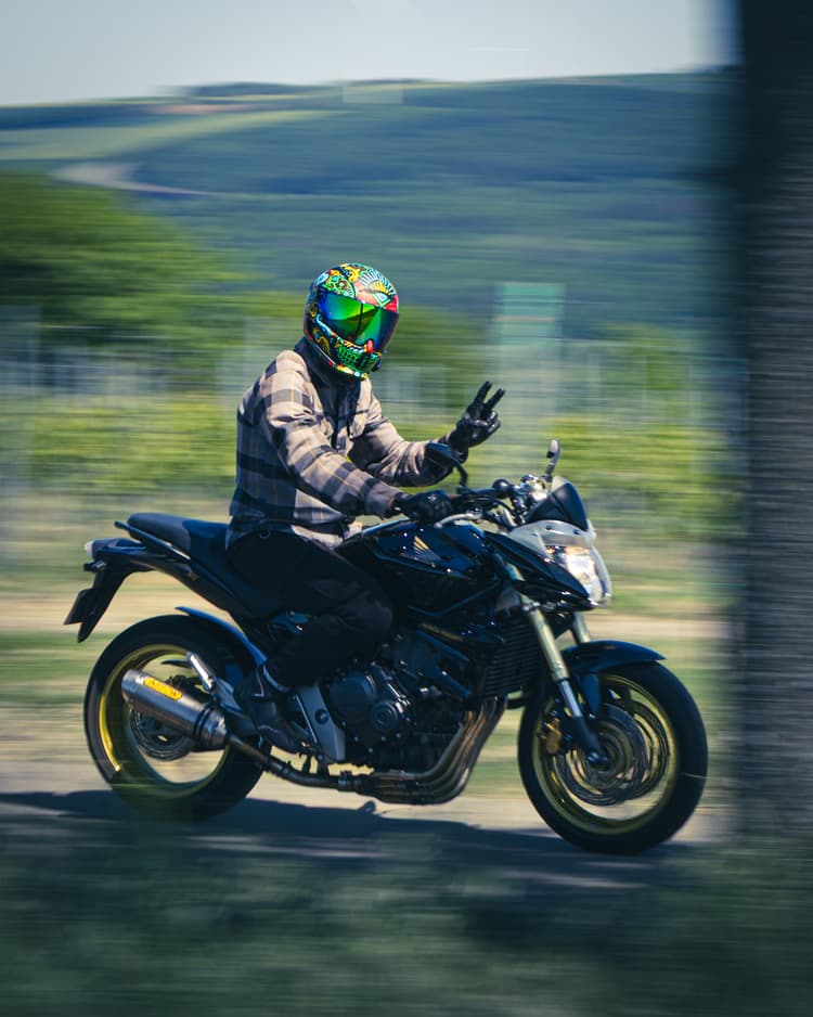 A motobike riding in the wind yards